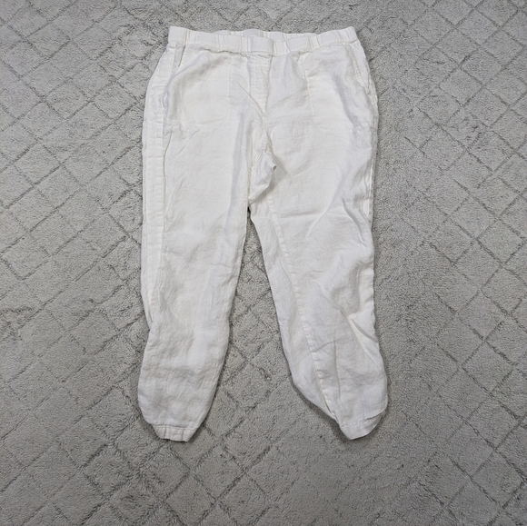 J. Jill Pants Women's XL White Linen Pure Pull On Rolled Cuffs High Rise Stretch - Picture 1 of 8